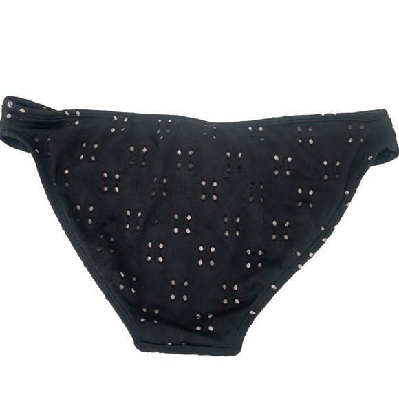 Xhileration NEW Eyelet Cheeky Black Nude Bikini Bottom Swimsuit Size Medium - Picture 3 of 7